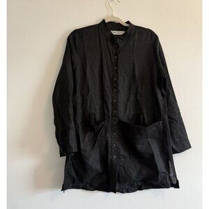 Kedem Sasson Black Women’s White Button Down Shirt Oversized Lagenlook One Size